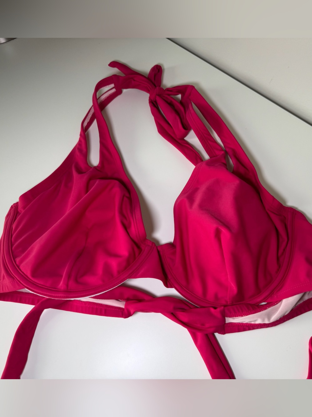Gorgeous Cupshe XXL- DD pink halterneck underwired tie back bikini top